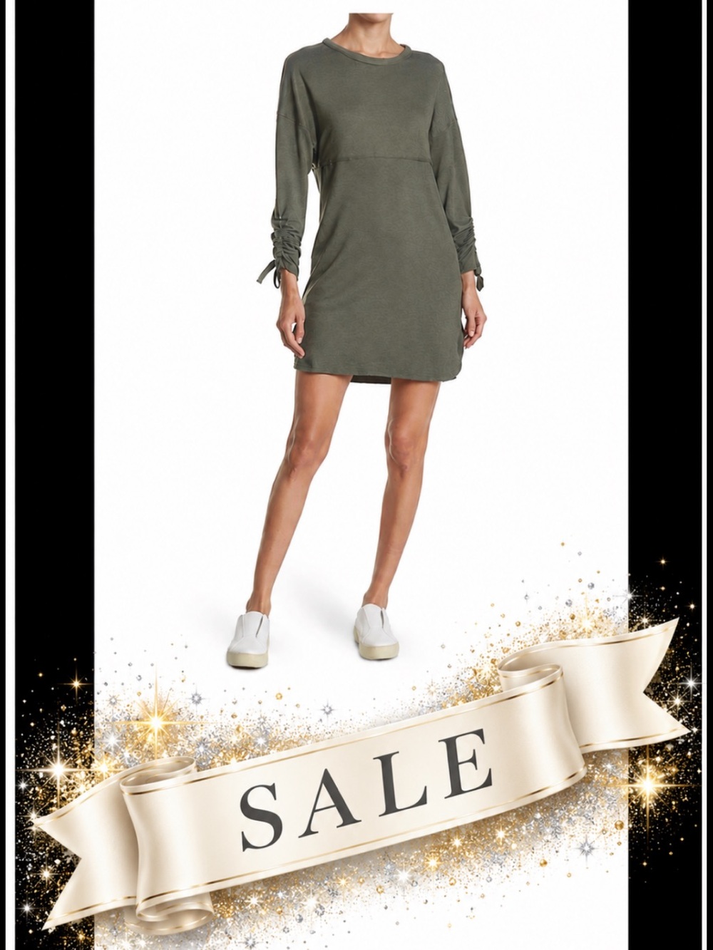 Max Studio Tie Long Sleeve French Terry Mini